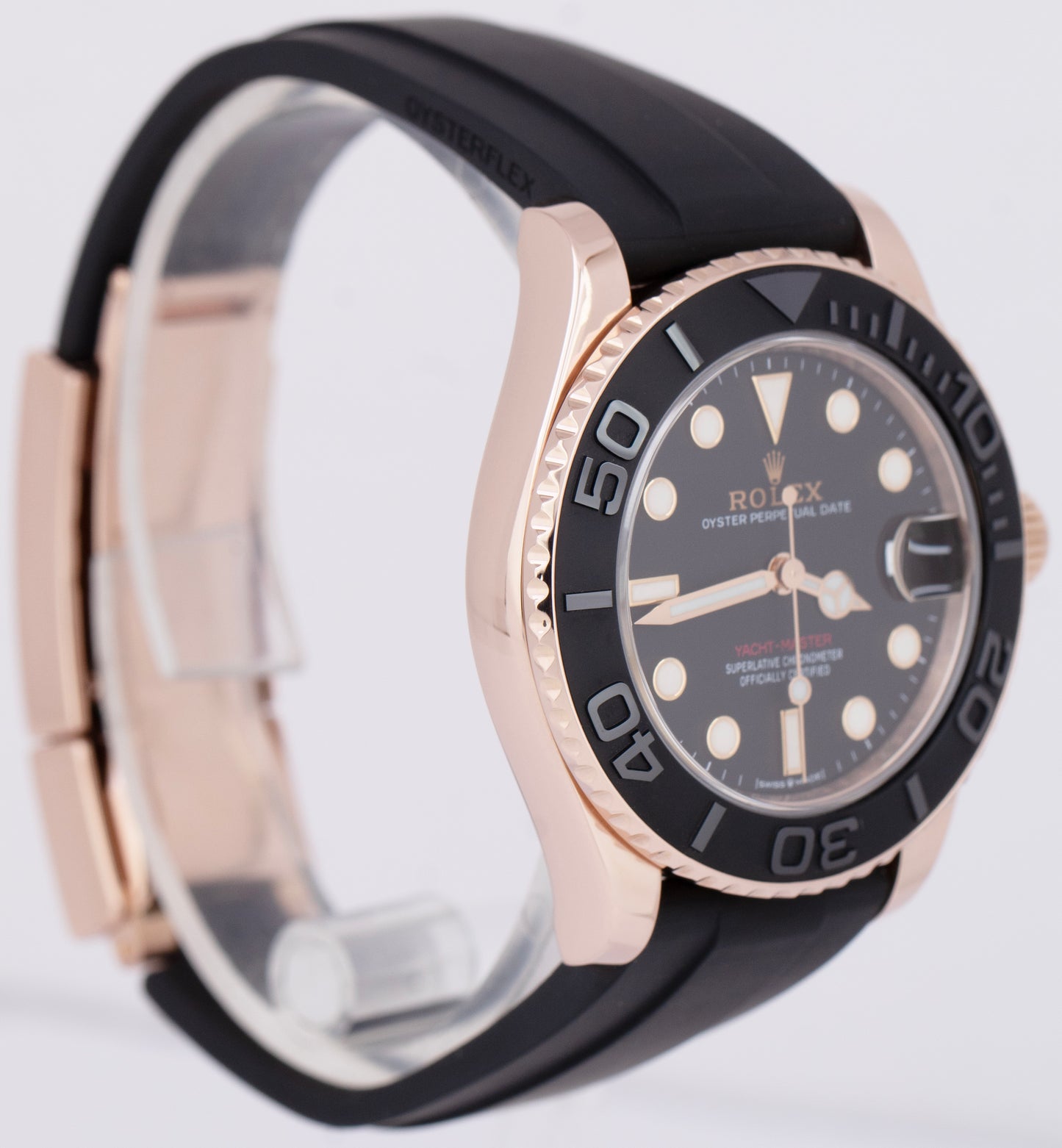 2021 PAPERS Rolex Yacht-Master Black Rose Gold Oysterflex 37mm Watch 268655 B+P