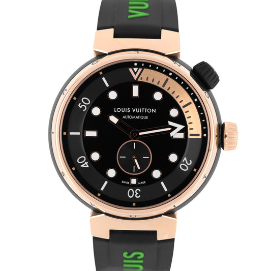 Louis Vuitton, Luis Vuitton Tambour, Tambour, Louis Vuitton Tambour Street Diver, Tambour Street Diver, Louis Vuitton 18k Rose Gold, Louis Vuitton Black PVD, Louis Vuitton QA123, Louis Vuitton QA123A, QA123, QA123A
