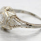 Antique Art Deco 0.20ct Diamond Solitaire Filigree Ring - 18k White Gold | 6.25