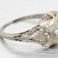 Antique Art Deco 0.20ct Diamond Solitaire Filigree Ring - 18k White Gold | 6.25