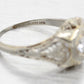 Antique Art Deco 0.20ct Diamond Solitaire Filigree Ring - 18k White Gold | 6.25