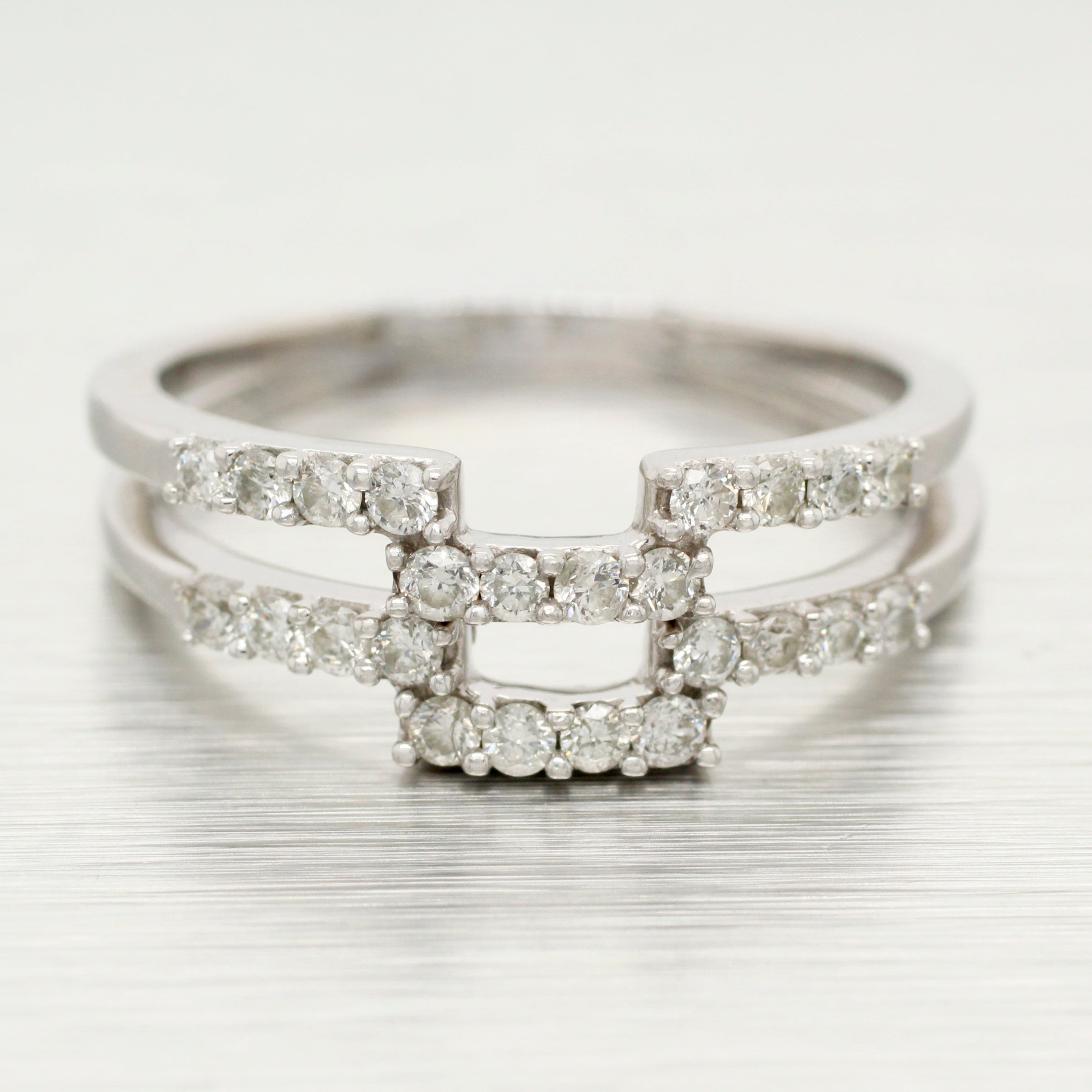 Vintage 0.40ctw Diamond Square-Wave Stackable Band Rings (Two) - 14k W ...