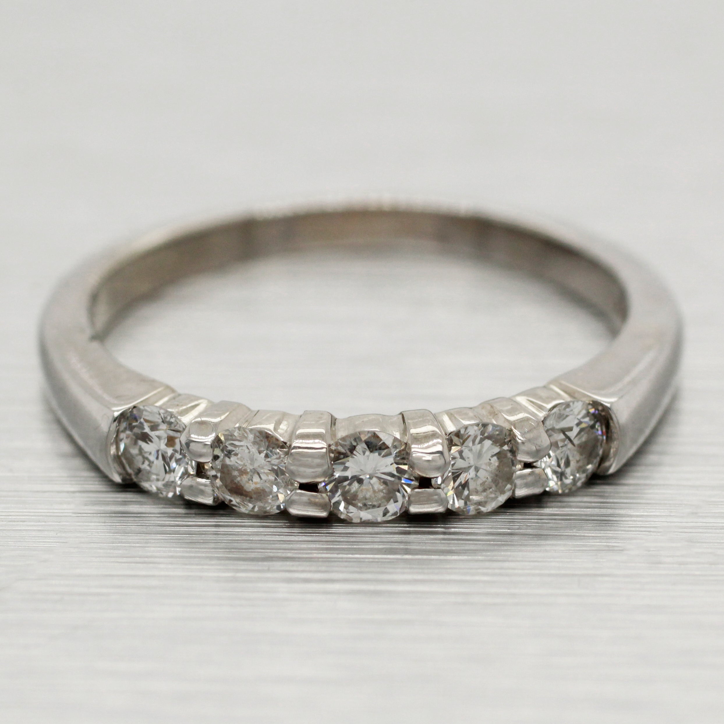 Vintage 0.50ctw Five Diamond Wedding Band Ring - 14k White Gold | Size ...