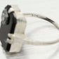 Antique Art Deco 0.05ct Diamond and Onyx Cocktail Ring - 18k White Gold