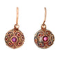 Antique Art Nouveau Ruby Ornate Sphere Drop Dangle Earrings - 14k Rose Gold