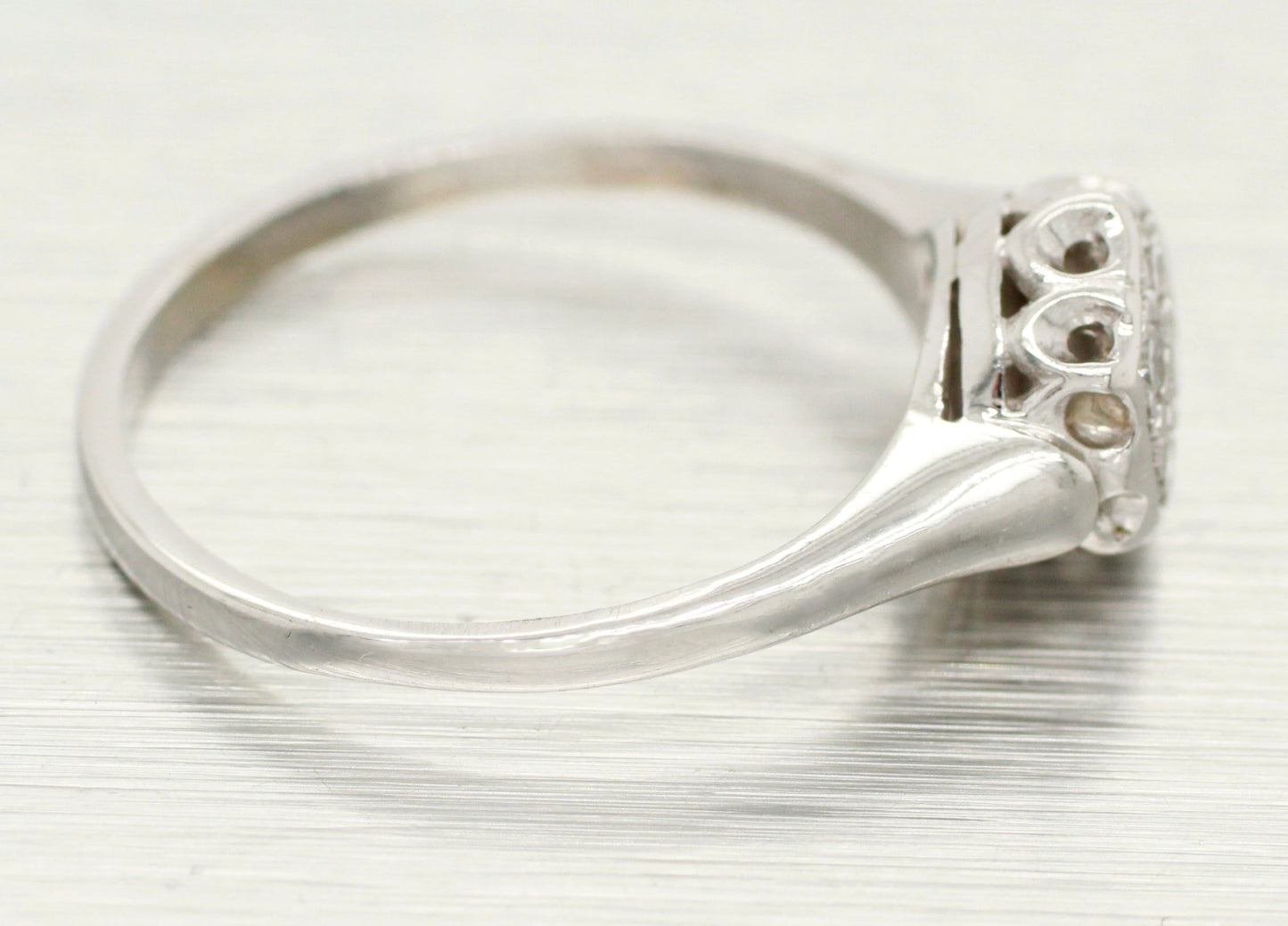 Antique Art Deco 0.30ctw Cluster Hexagon Style Diamond Ring - 14k White Gold