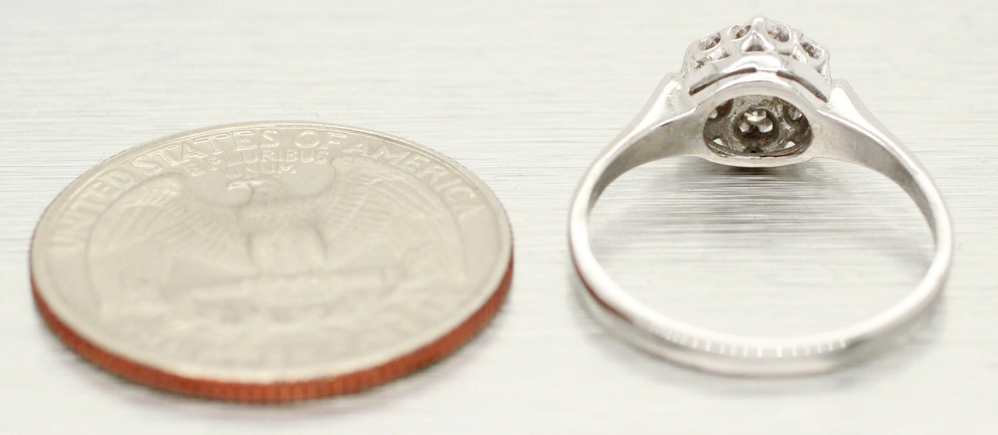 Antique Art Deco 0.30ctw Cluster Hexagon Style Diamond Ring - 14k White Gold