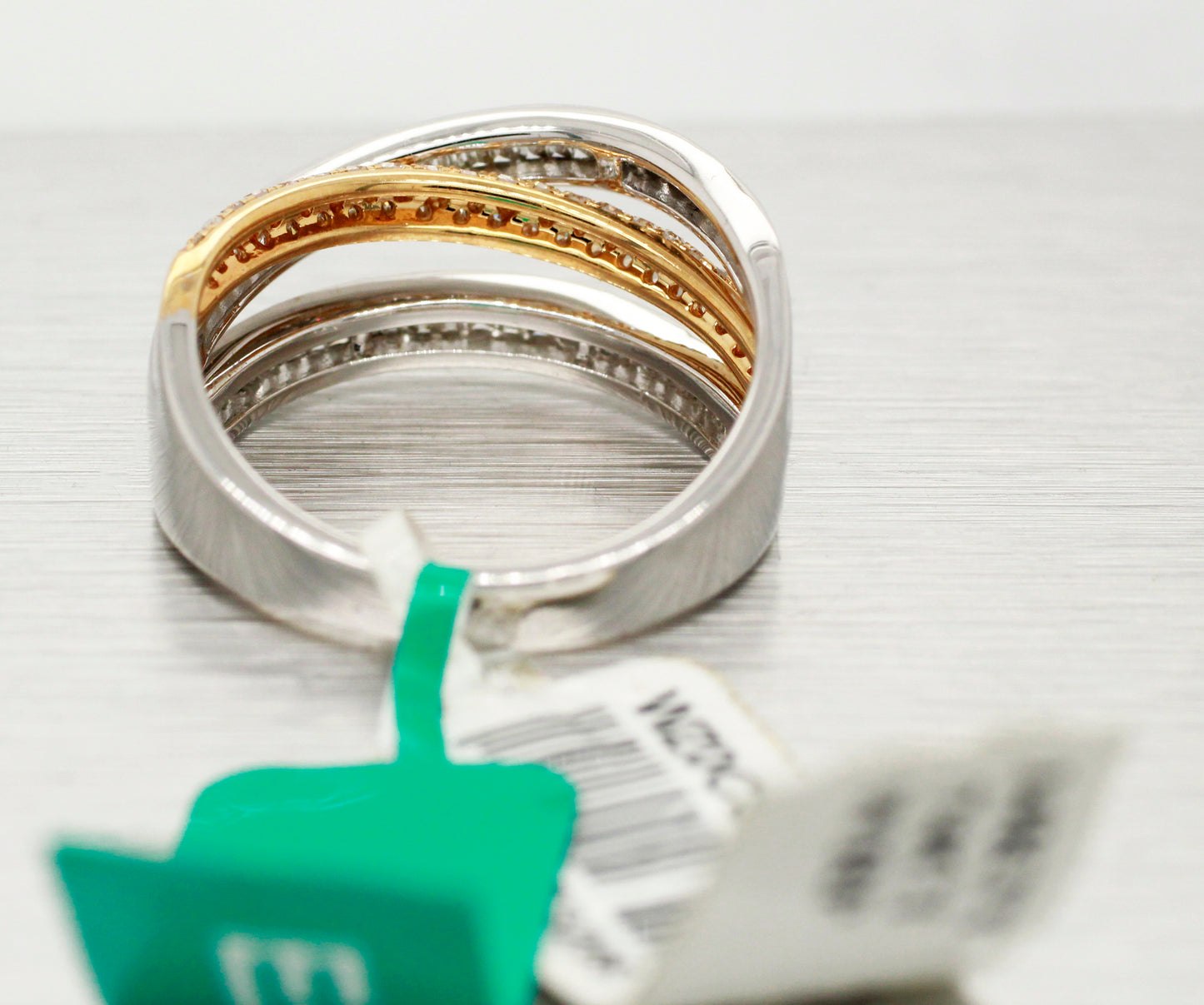 NEW Effy Duo 14k Two Tone Gold 0.74ctw Diamond Crossover Band Ring MSRP $3450