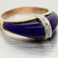 Vintage Blue Lapis Lazuli and Diamond Band Ring - 14k Yellow Gold - Size 6.25