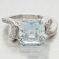 Comete 3ct Aquamarine Cocktail Ring - Diamond Accents - 18k White Gold Setting