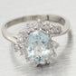 Vintage 1.15ct Aquamarine & Diamond Cocktail Ring - 14k White Gold Split Shank