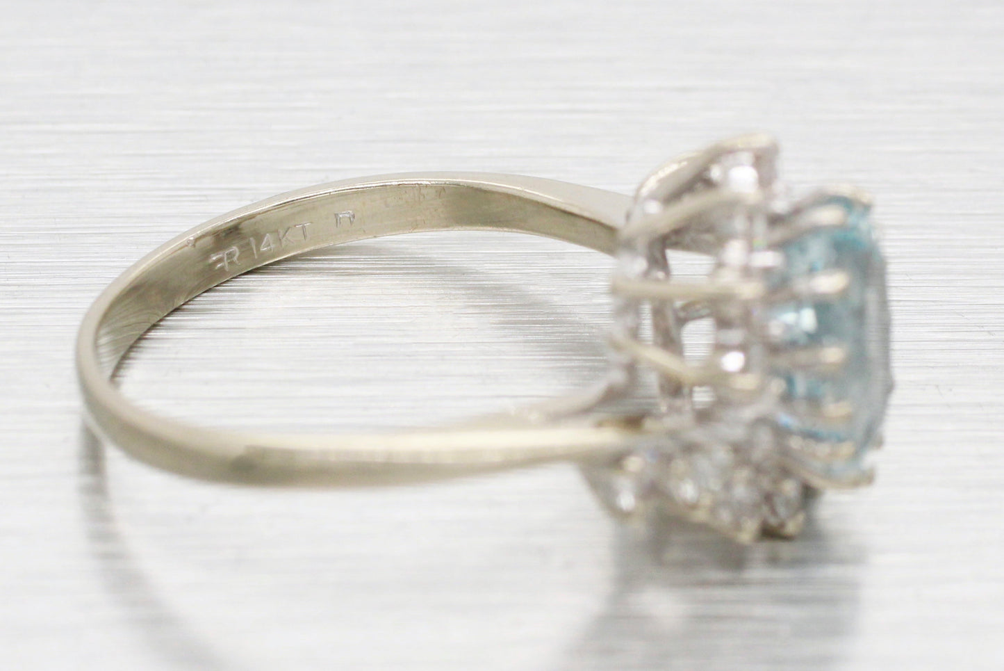 Vintage 1.15ct Aquamarine & Diamond Cocktail Ring - 14k White Gold Split Shank