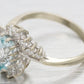 Vintage 1.15ct Aquamarine & Diamond Cocktail Ring - 14k White Gold Split Shank