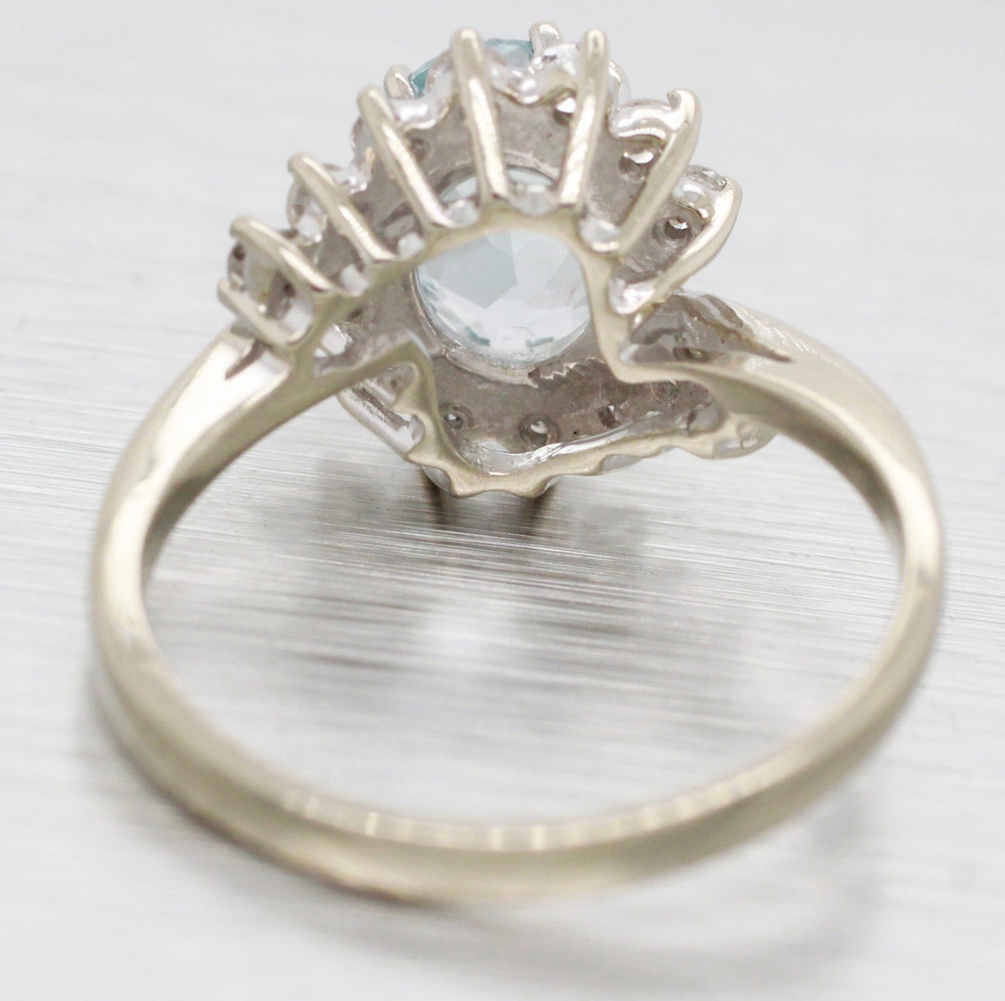 Vintage 1.15ct Aquamarine & Diamond Cocktail Ring - 14k White Gold Split Shank