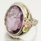 Antique Art Deco Amethyst Cocktail Ring | 14k Tri-Tone Gold Flower Filigree