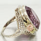 Antique Art Deco Amethyst Cocktail Ring | 14k Tri-Tone Gold Flower Filigree