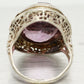 Antique Art Deco Amethyst Cocktail Ring | 14k Tri-Tone Gold Flower Filigree