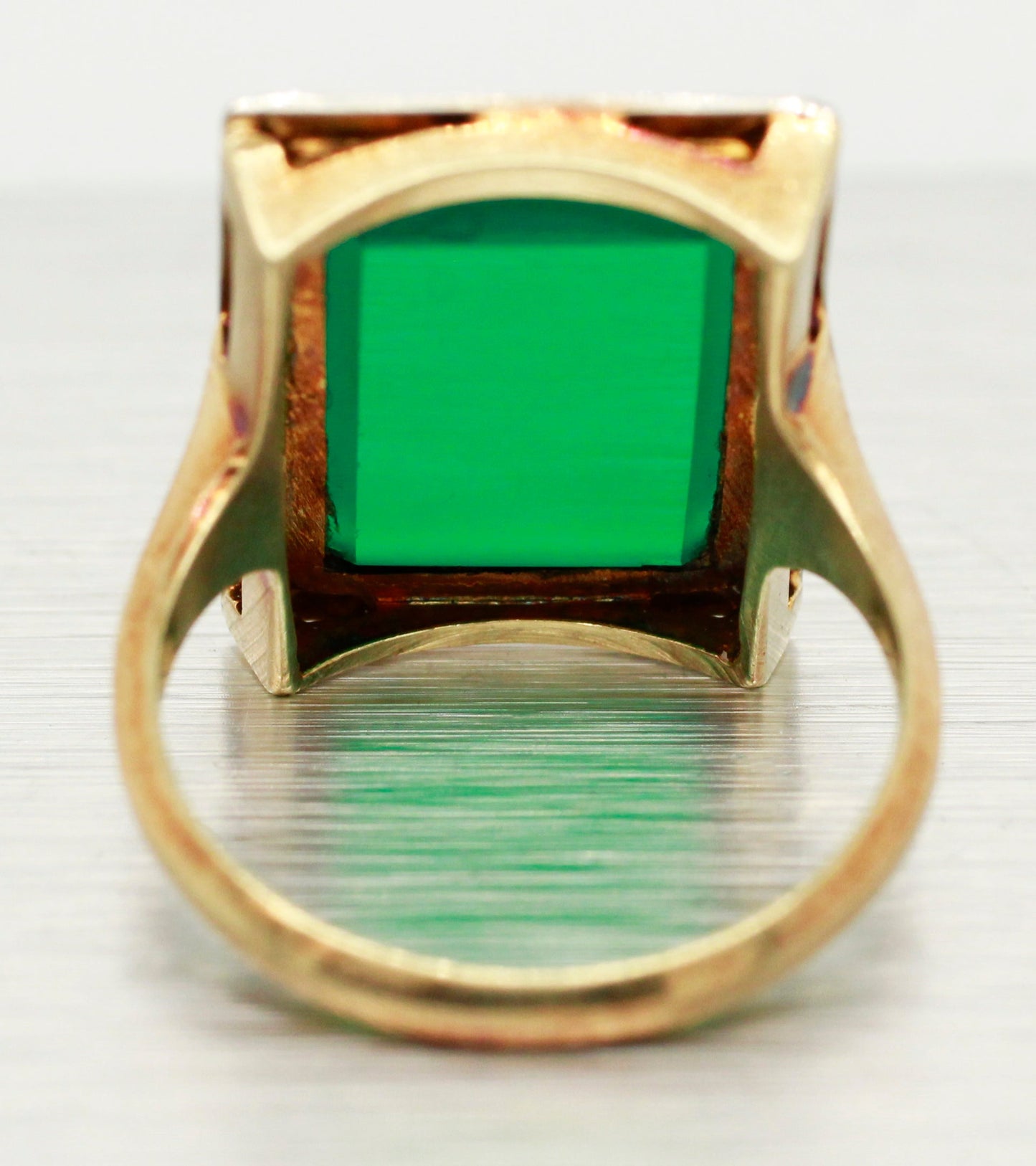 Antique Art Deco Foliage Rectangular Emerald Ring - 14k Yellow & White Gold