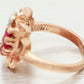 Antique Art Deco 0.50ctw Ruby & Diamond Floral Cocktail Ring - 14k Rose Gold