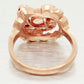 Antique Art Deco 0.50ctw Ruby & Diamond Floral Cocktail Ring - 14k Rose Gold