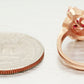 Antique Art Deco 0.50ctw Ruby & Diamond Floral Cocktail Ring - 14k Rose Gold