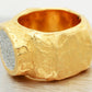 Vintage 18k Yellow Gold Hammered Band Ring - Brushed & Stardust Finish