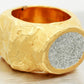 Vintage 18k Yellow Gold Hammered Band Ring - Brushed & Stardust Finish
