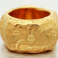 Vintage 18k Yellow Gold Hammered Band Ring - Brushed & Stardust Finish