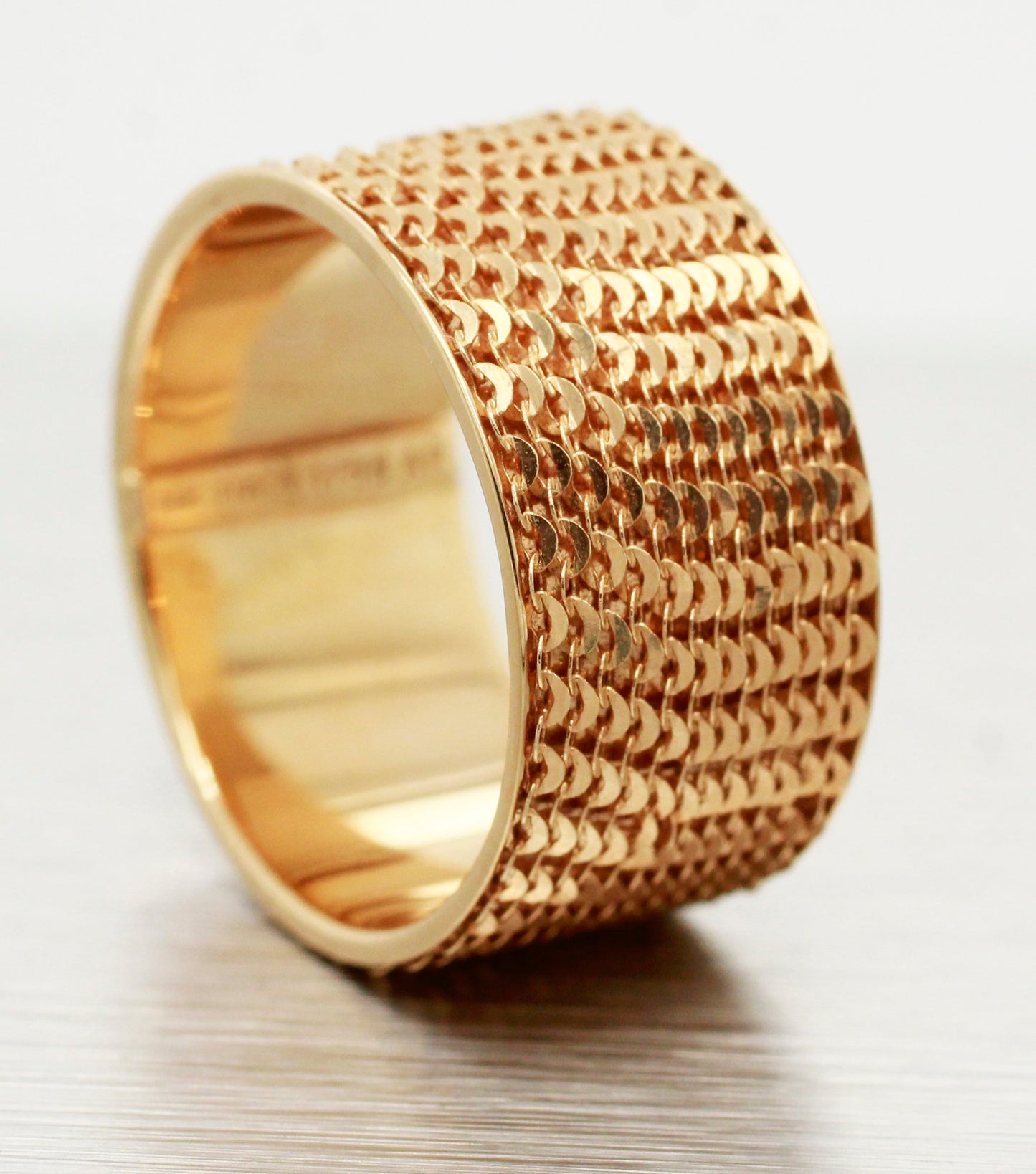 Golden Clef 14k Yellow Gold Mesh/Chain Style Band Ring - Size 8.75