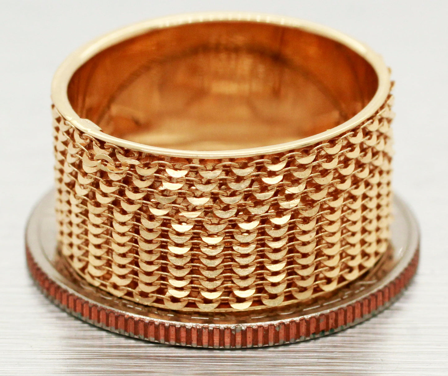 Golden Clef 14k Yellow Gold Mesh/Chain Style Band Ring - Size 8.75