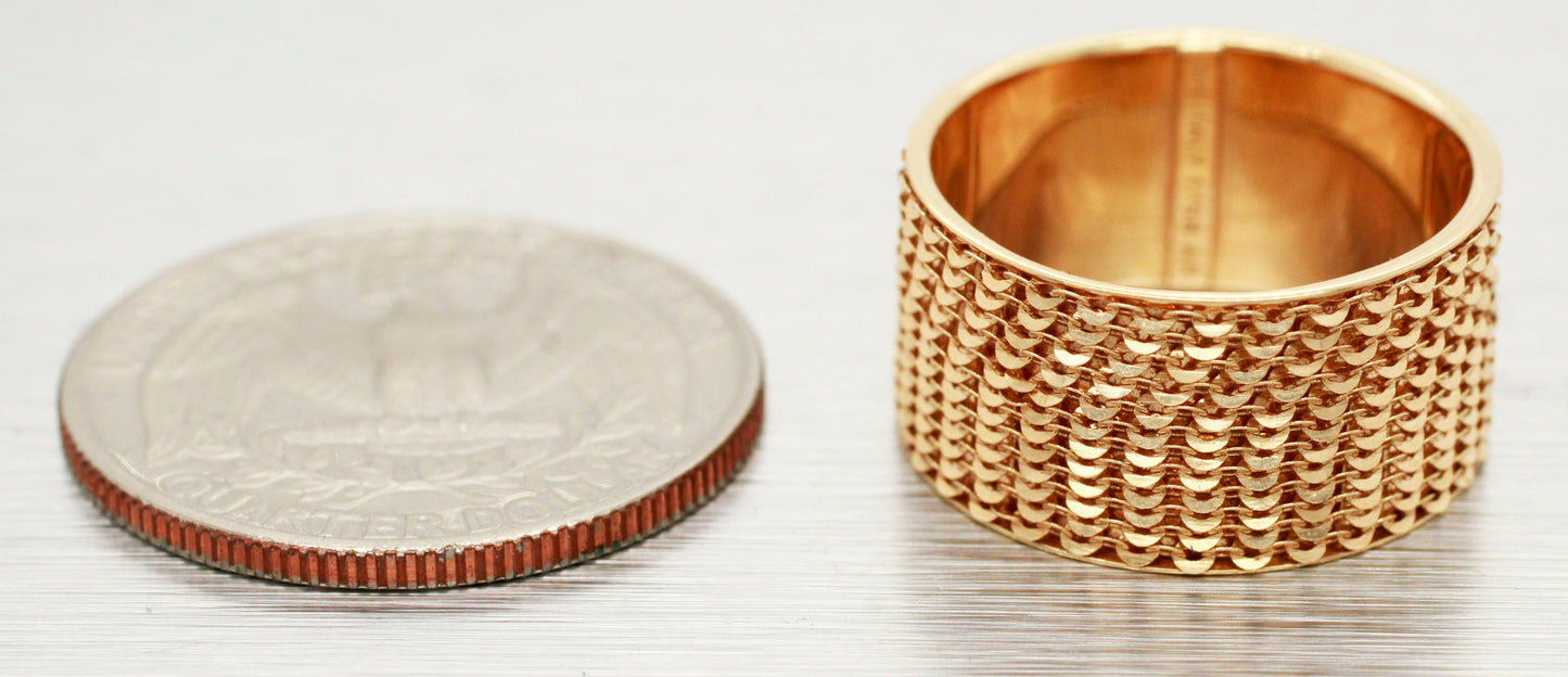 Golden Clef 14k Yellow Gold Mesh/Chain Style Band Ring - Size 8.75