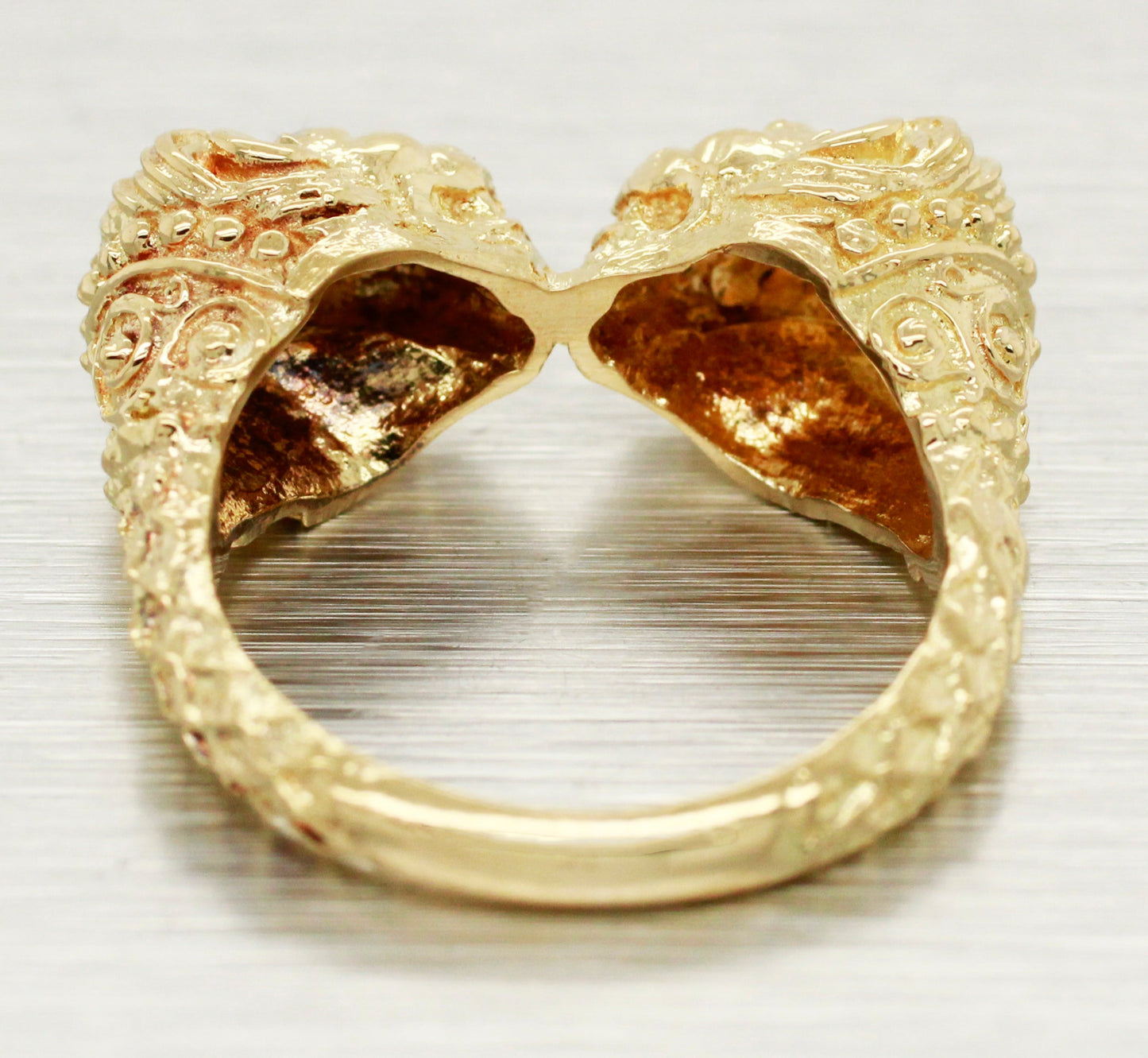 Zolotas Heritage Double Lion Head Ring - Solid 18k Yellow Gold - Size 5.50