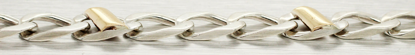 Tiffany & Co. 925 Sterling Silver & 18K Yellow Gold Chain Bracelet 7.50" w/ Box