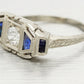 Antique Art Deco 0.30ct Diamond & Sapphire Band Ring - 18k White Gold