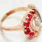 Antique Art Deco 0.50ctw Ruby & Diamond Spiral Cocktail Ring - 14k Rose Gold