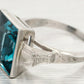 Vintage 4.5ct Blue Quartz Solitaire Cocktail Ring - 14k White Gold - Size 6