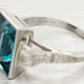 Vintage 4.5ct Blue Quartz Solitaire Cocktail Ring - 14k White Gold - Size 6