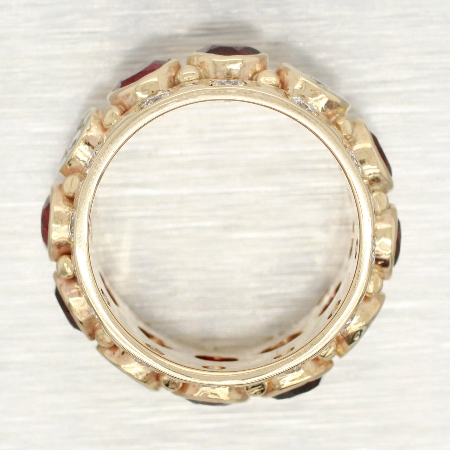 Vintage 2.00ctw Garnet & Diamond Ring - 14k Yellow Gold Milgrain Band