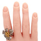 Samuel Benham Citrine & Champagne Diamond Flower Ring - 14k White Gold