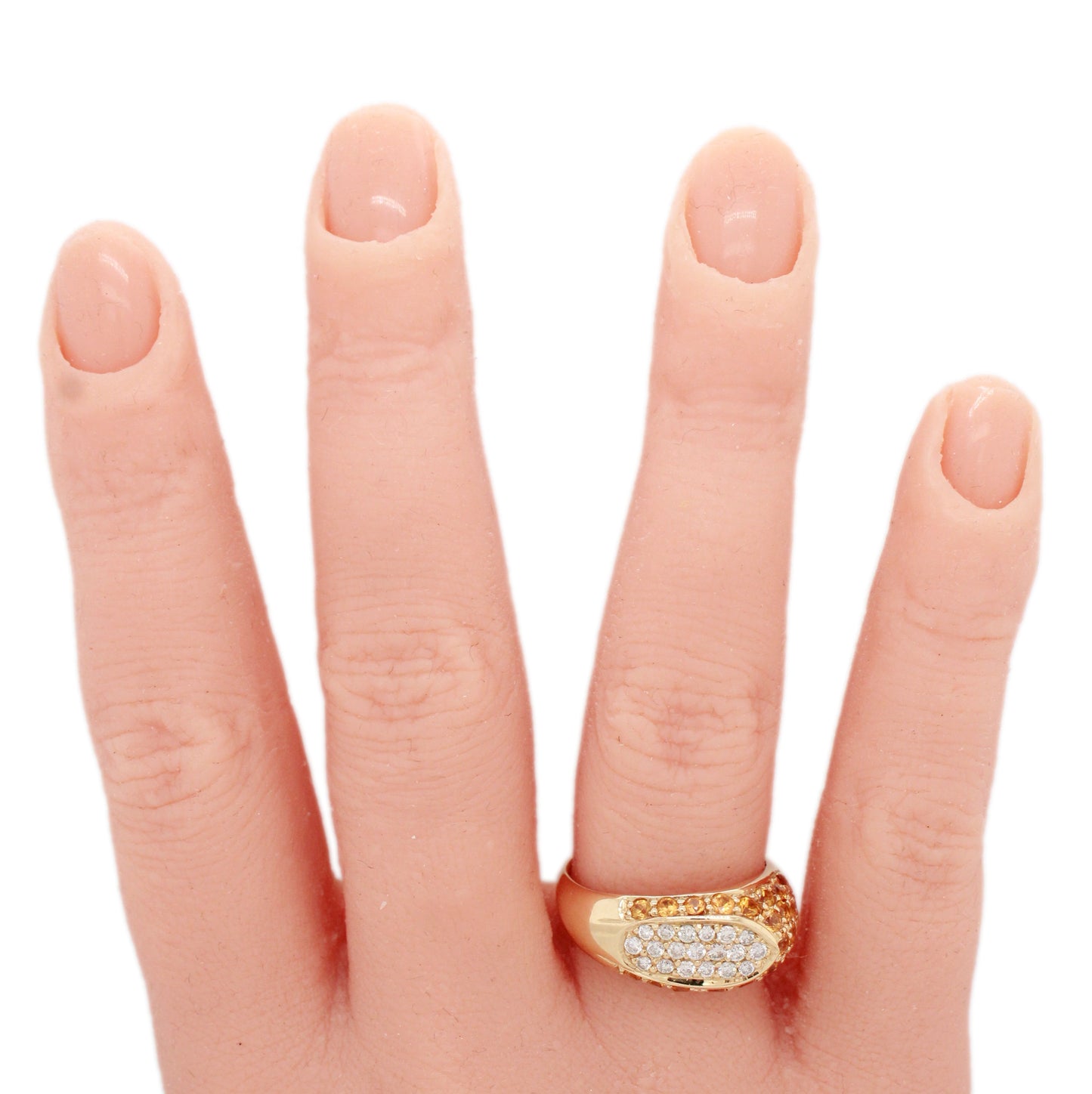 Le Vian Orange Sapphire & Diamond Asymmetrical Band -  14k Yellow Gold Ring