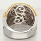 Modern Two-Tone Brown Champagne & White Diamond Cocktail Ring - 18k Yellow/White Gold Band