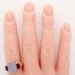 Vintage Light Cabochon Amethyst Cocktail Ring - Garnet Accents - 14k Yellow Gold
