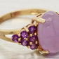 Vintage Cabochon Amethyst Cocktail Ring - Amethyst Accents - 14k Yellow Gold