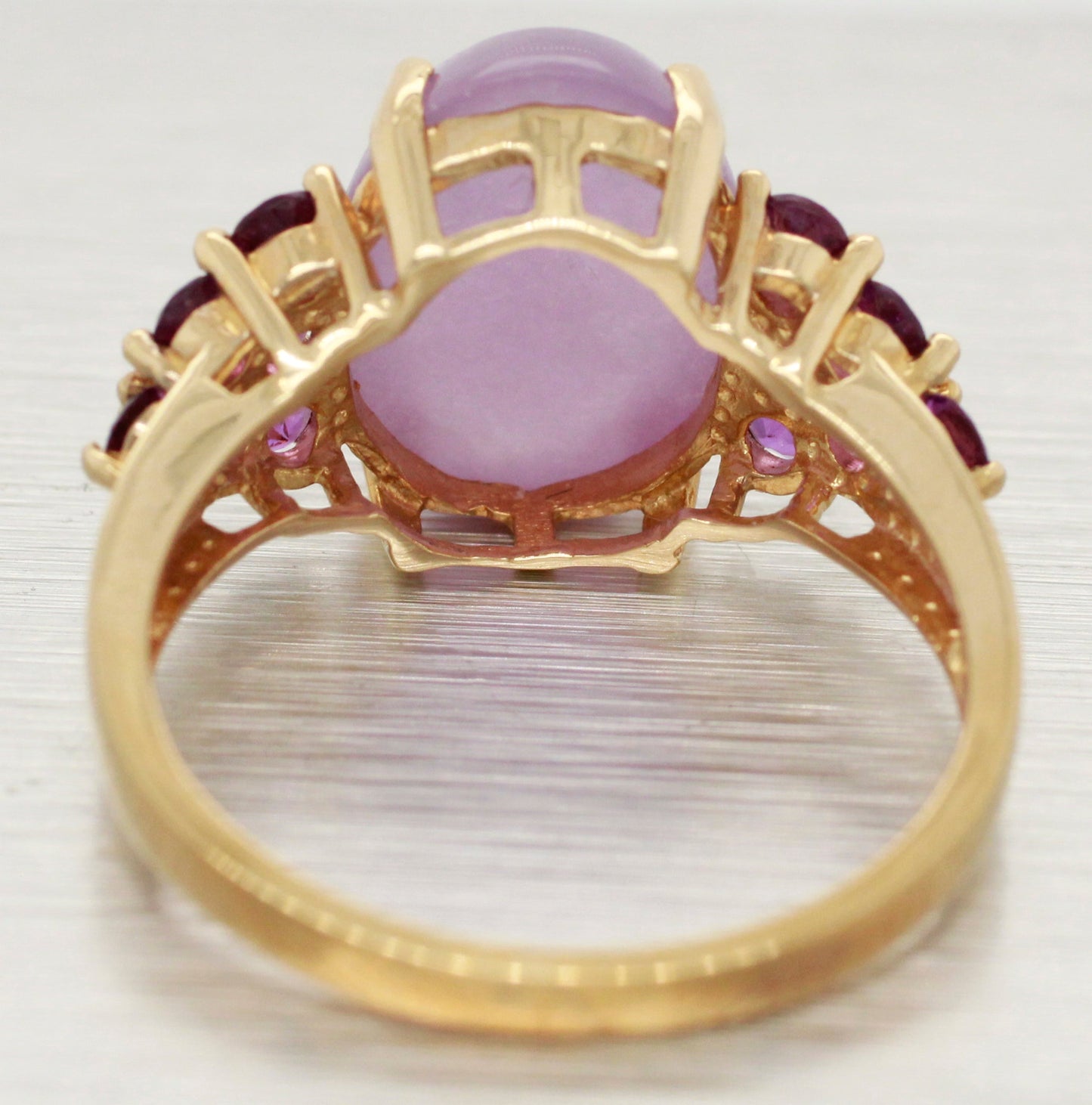 Vintage Cabochon Amethyst Cocktail Ring - Amethyst Accents - 14k Yellow Gold