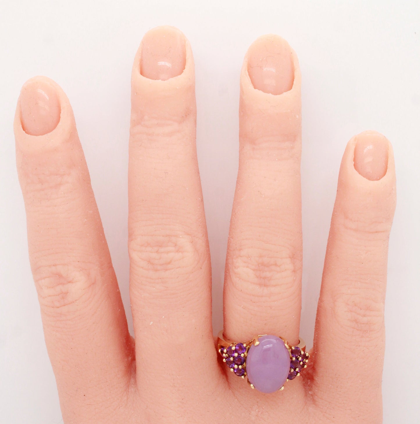 Vintage Cabochon Amethyst Cocktail Ring - Amethyst Accents - 14k Yellow Gold