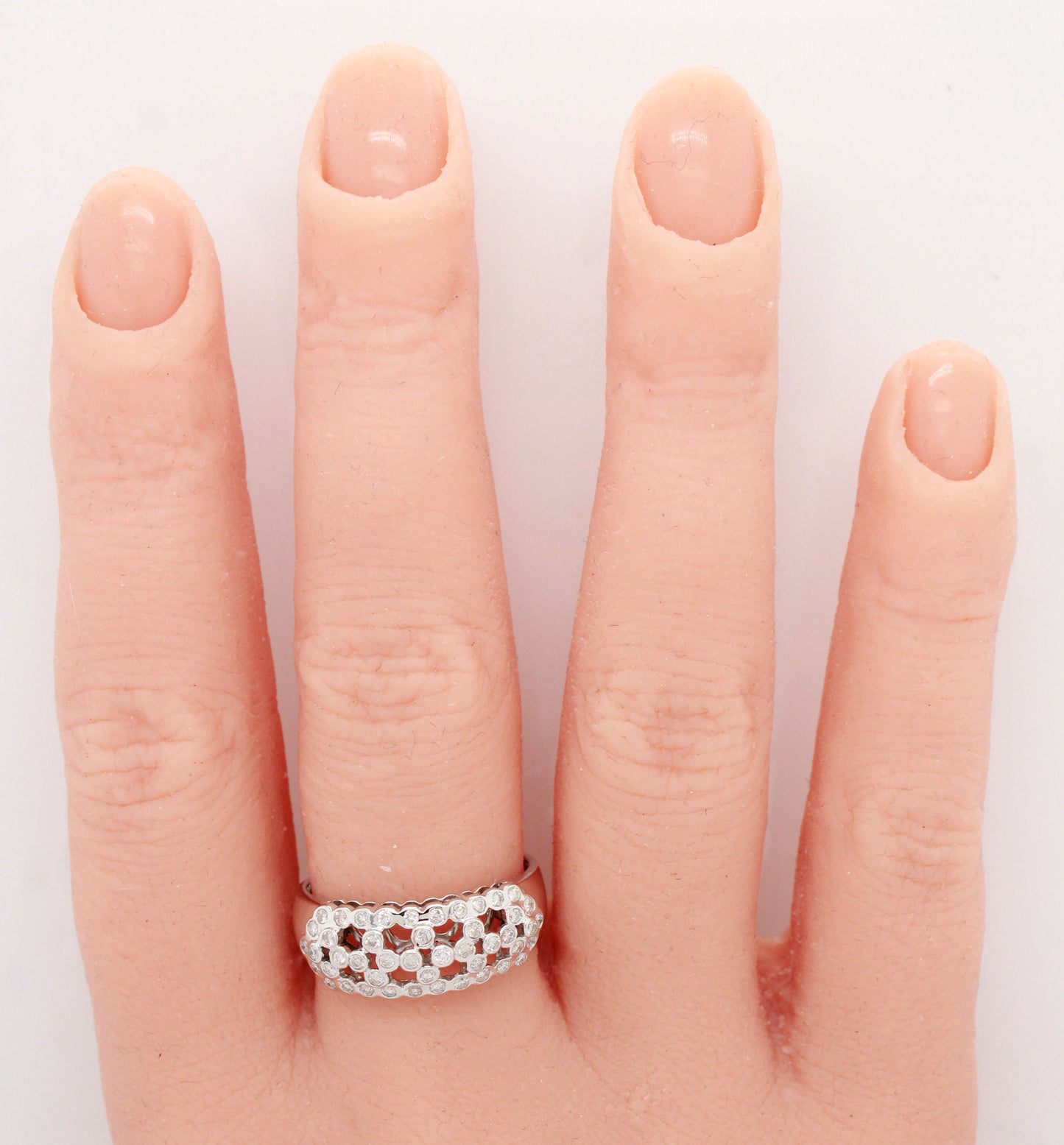Vintage 0.50ctw Studded Diamond Band Ring - 14k White Gold - Size 9