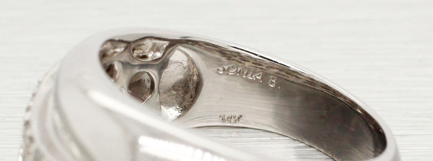 Sonia Bitton 1ctw Diamond Cluster Wave Band Ring | 14k White Gold