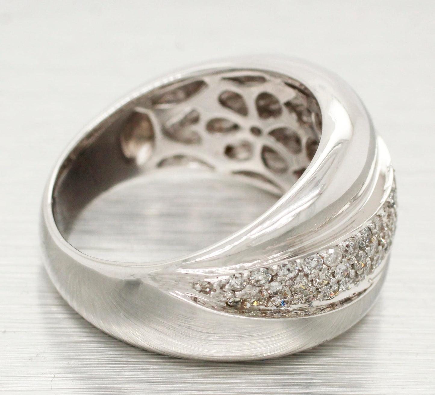 Sonia Bitton 1ctw Diamond Cluster Wave Band Ring | 14k White Gold