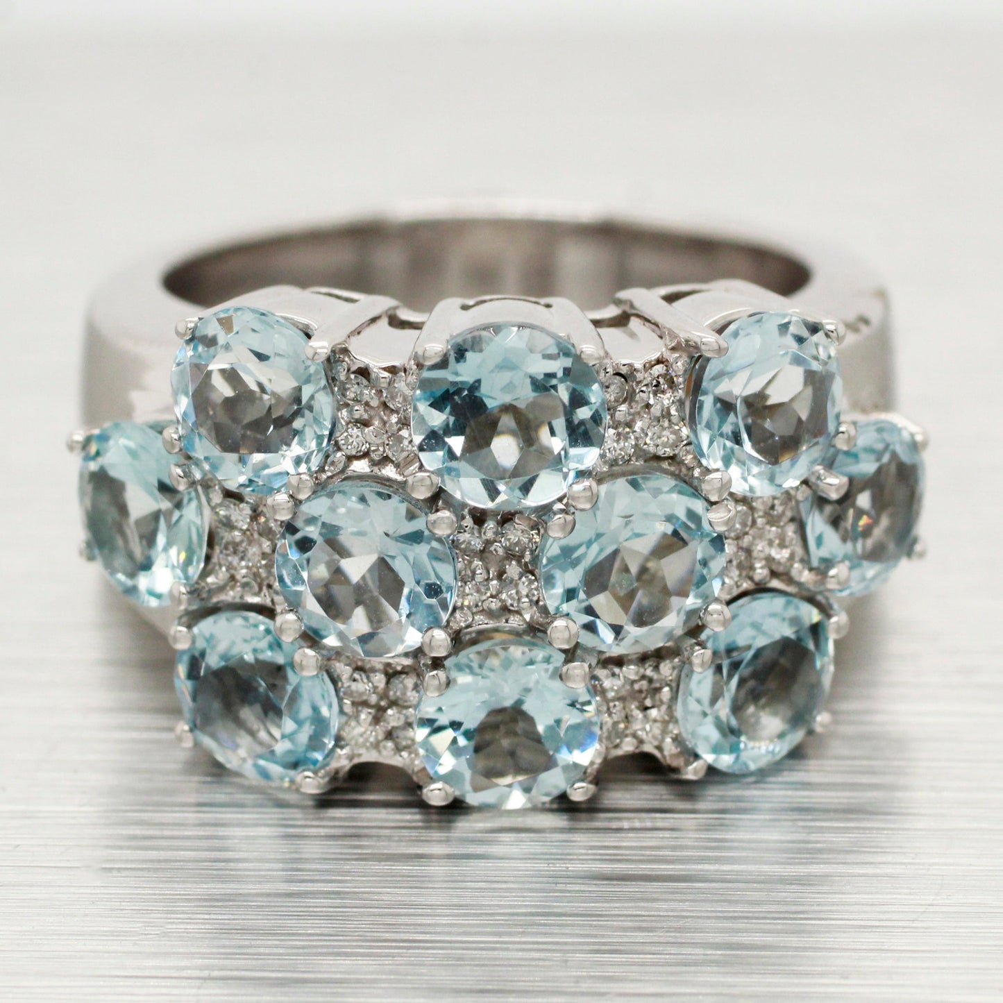 Sonia Bitton 3.25ctw Aquamarine Band Ring | Diamond Accents | 14k White Gold