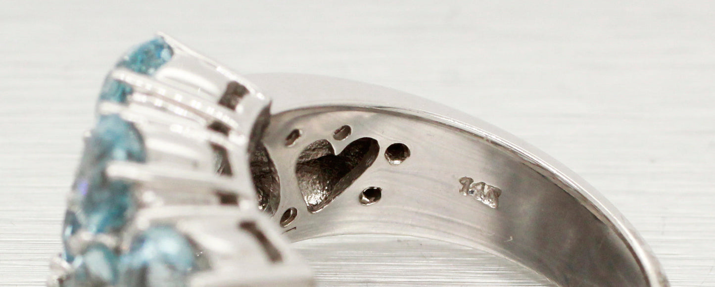 Sonia Bitton 3.25ctw Aquamarine Band Ring | Diamond Accents | 14k White Gold